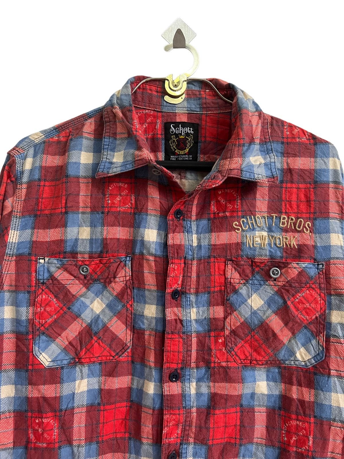 Schott OG Schott Bros NY "Leather Clothing" Durable Worker Flannel Size US L / EU 52-54 / 3 - 5 Thumbnail