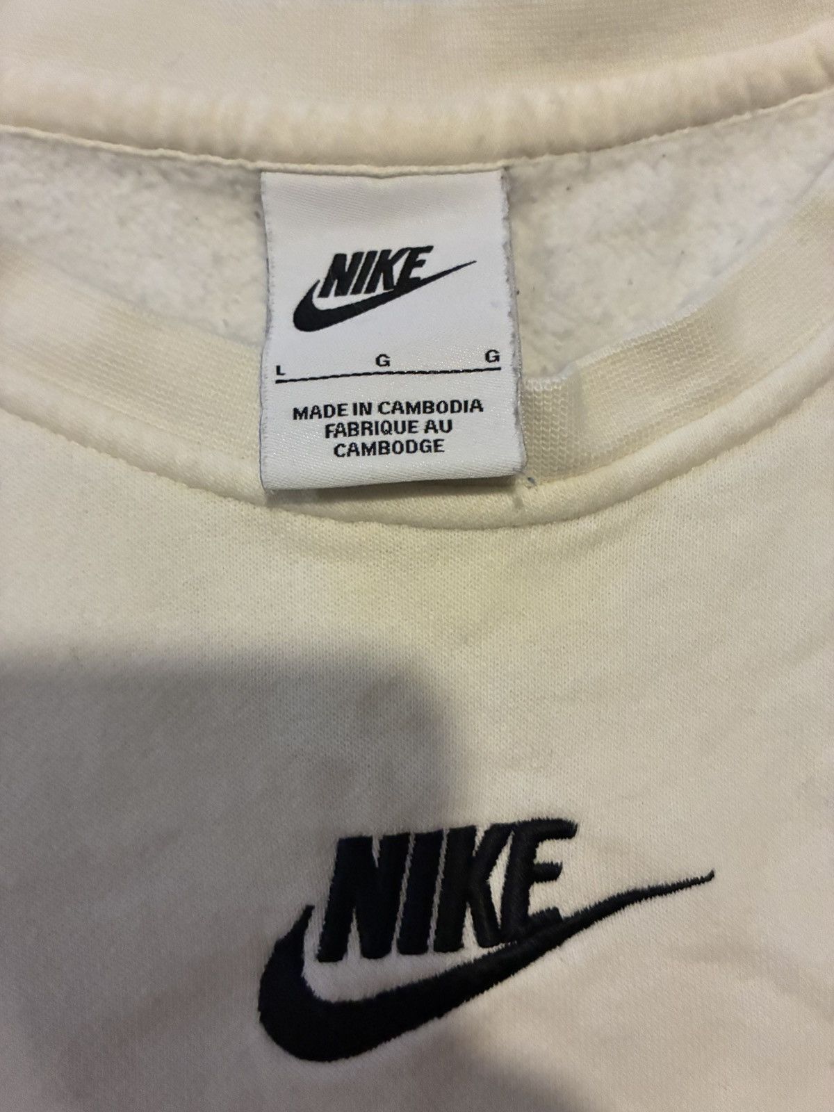 Nike Nike Center Swoosh Sweatshirt Mens Large Cream Crewneck Size US L / EU 52-54 / 3 - 2 Thumbnail