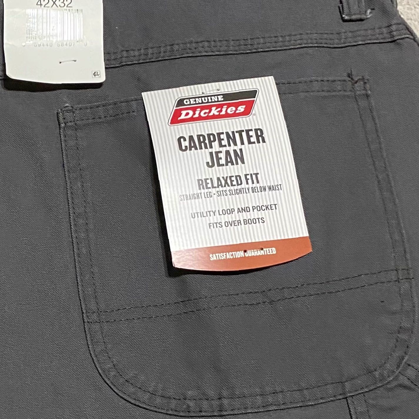Dickies Dickies Jeans Mens 42x32 Gray Medium Wash Carpenter Relaxed Straight Utility Shirt? Size US 42 / EU 58 - 3 Thumbnail