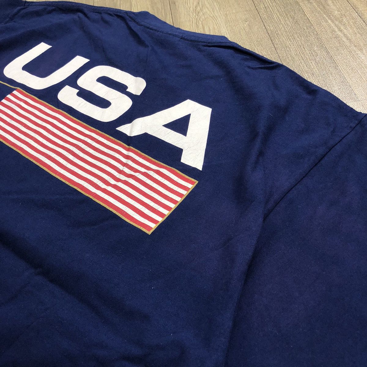 Nike × Vintage Vintage1990s Nike Court Spell Out Big Logo Tee Size US L / EU 52-54 / 3 - 4 Thumbnail