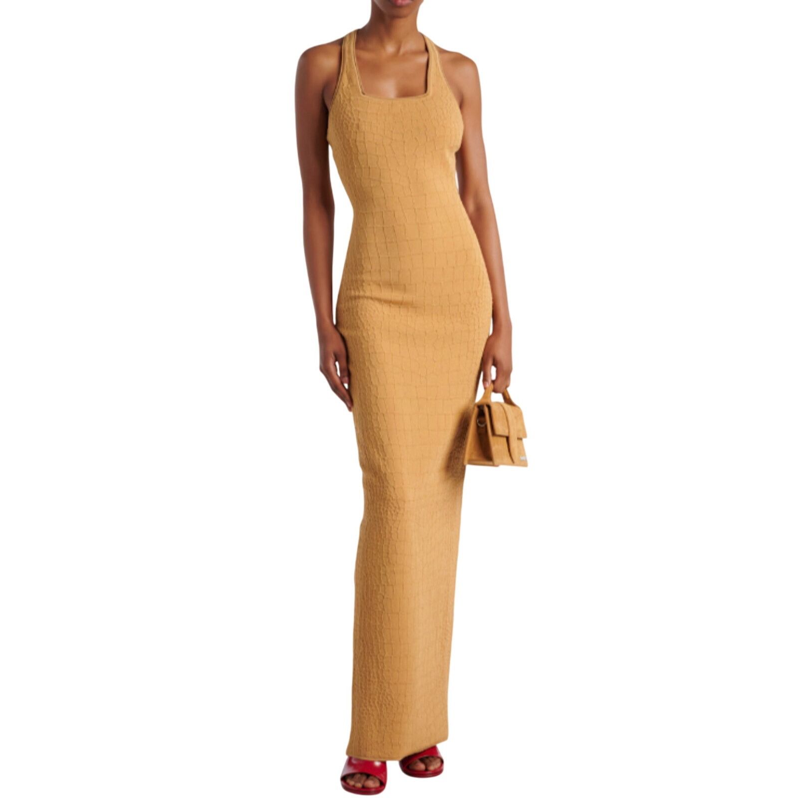 Jacquemus La Scala Croc effect neutral maxi dress size EU 40