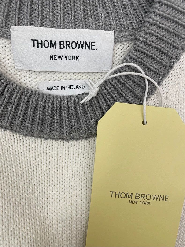 Thom Browne Thom browne White four-striped round-neck knitted sweater 2 Size US XXS / EU 40 - 5 Thumbnail