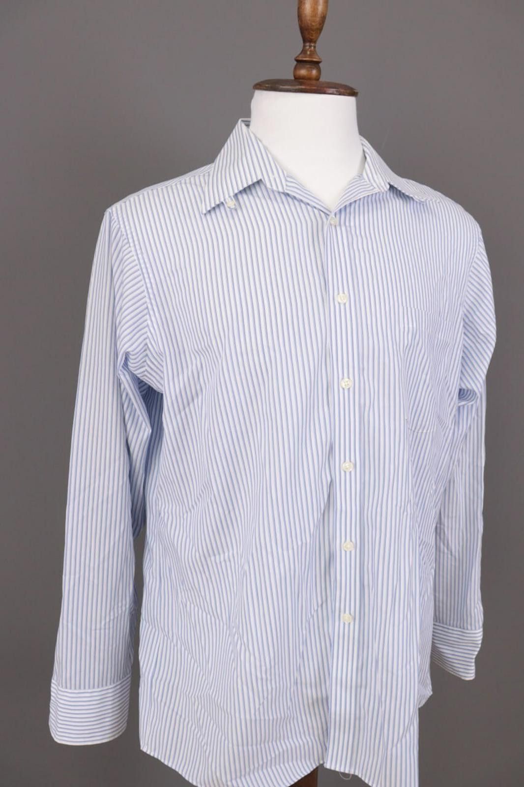 Designer Donald J.Trump Blue Stripe Button Shirt Size 16 / 34 / 35 Size US M / EU 48-50 / 2 - 5 Thumbnail