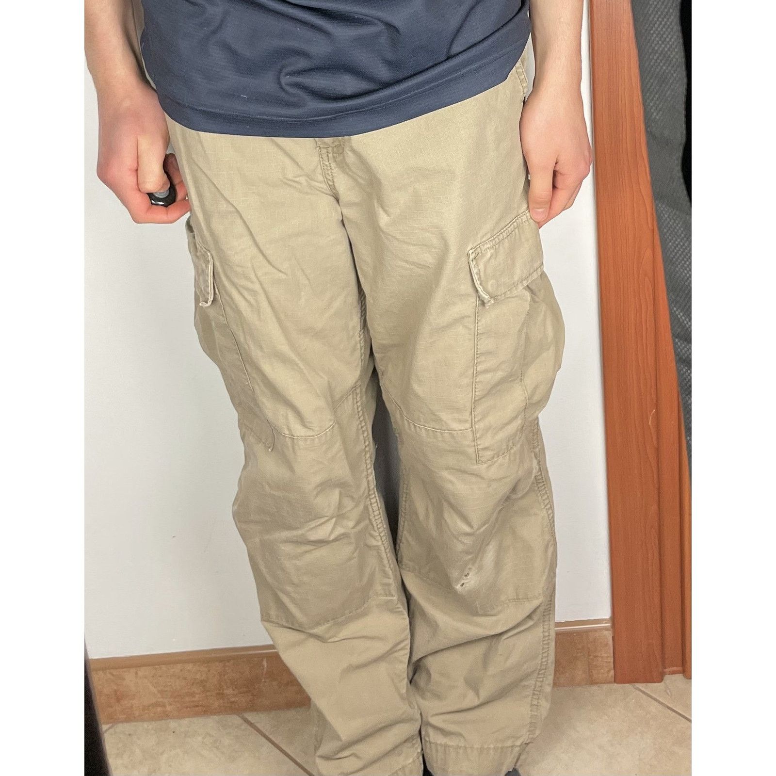 Carhartt × Vintage Carhartt Men's beige Cotton Logo Zip Fly Cargo Pants 27 x 30 Size US 27 - 2 Thumbnail