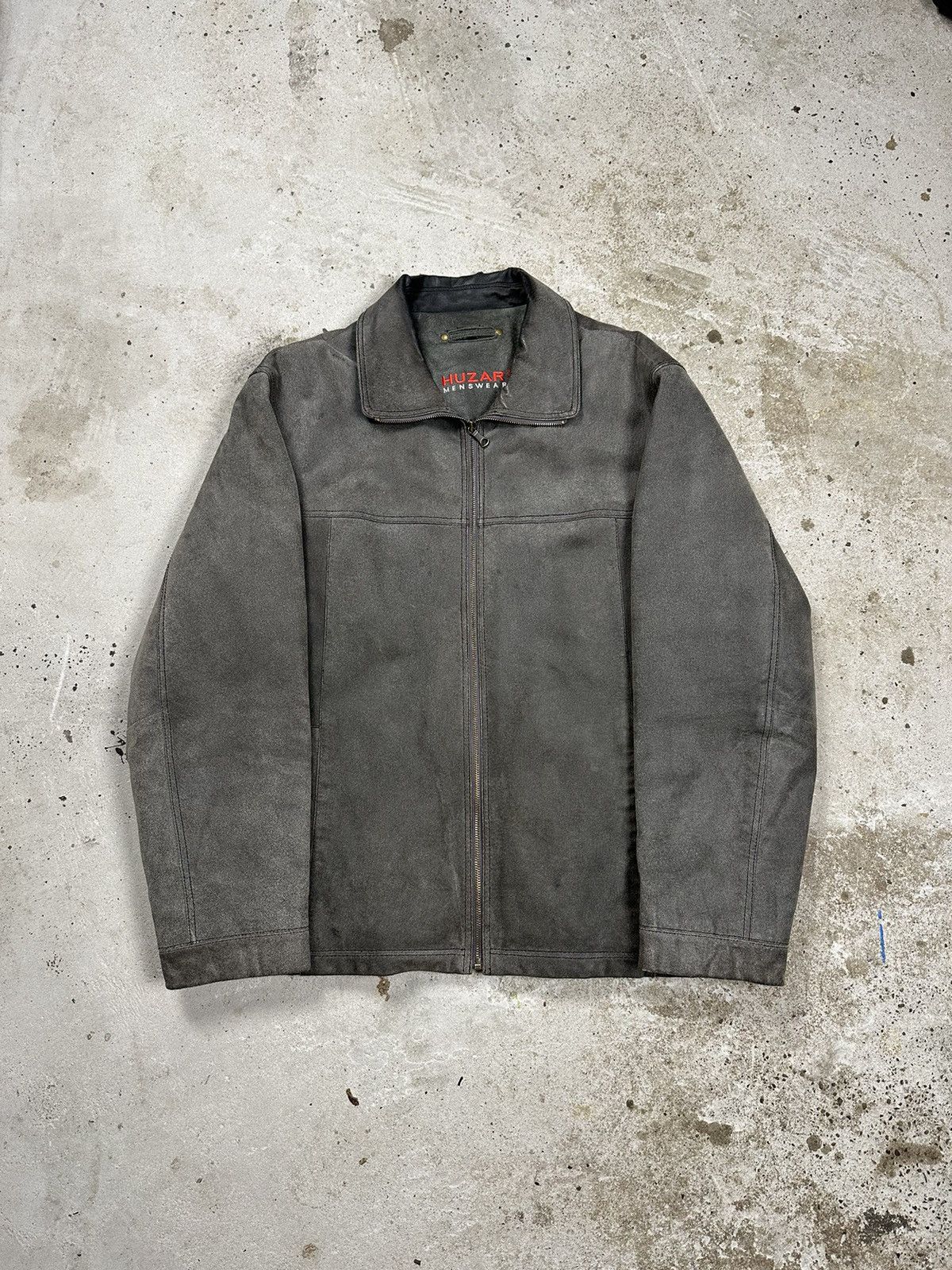 Pre-owned Genuine Leather X Leather Jacket Vintage 90's Grey Leather Jacket Moto Biker