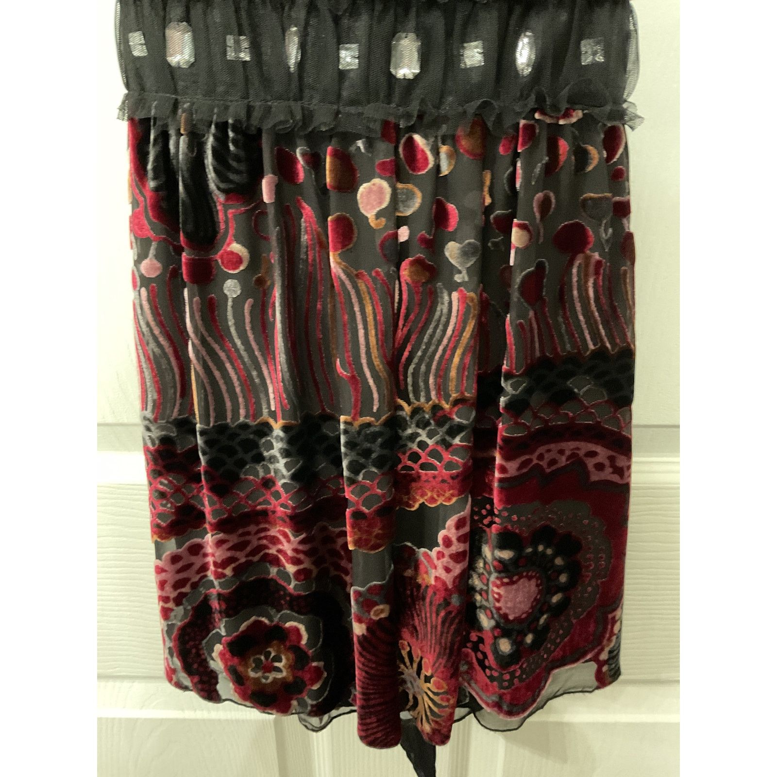 Anthropologie Weston Wear Silk Velvet Y2K Babydoll Top Rhinestone Accent,S Size S / US 4 / IT 40 - 4 Thumbnail