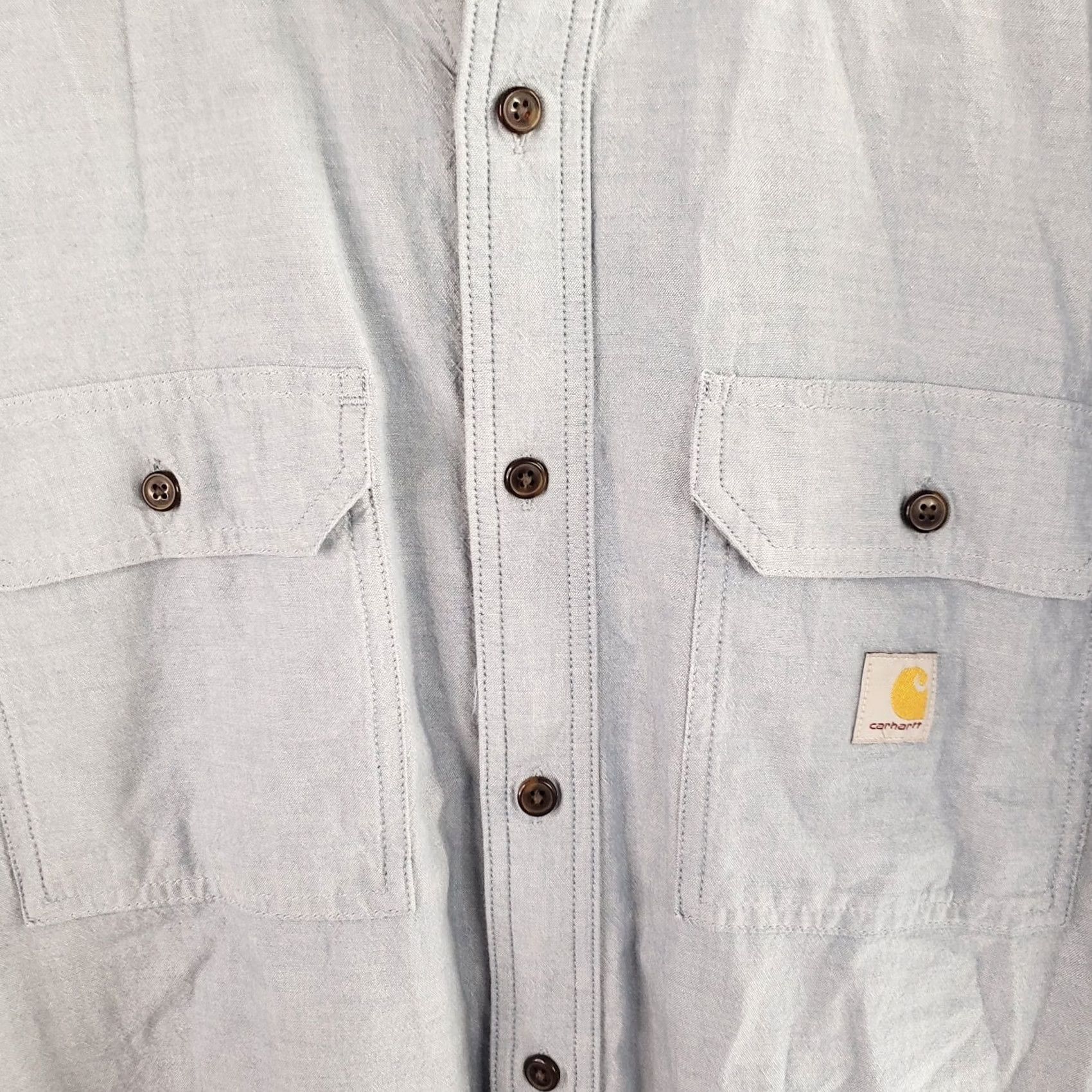 Carhartt VINTAGE Carhartt Denim Button Down Short Sleeve Relaxed Fit Mens L Loose Fit Work Shirt Size US L / EU 52-54 / 3 - 4 Thumbnail
