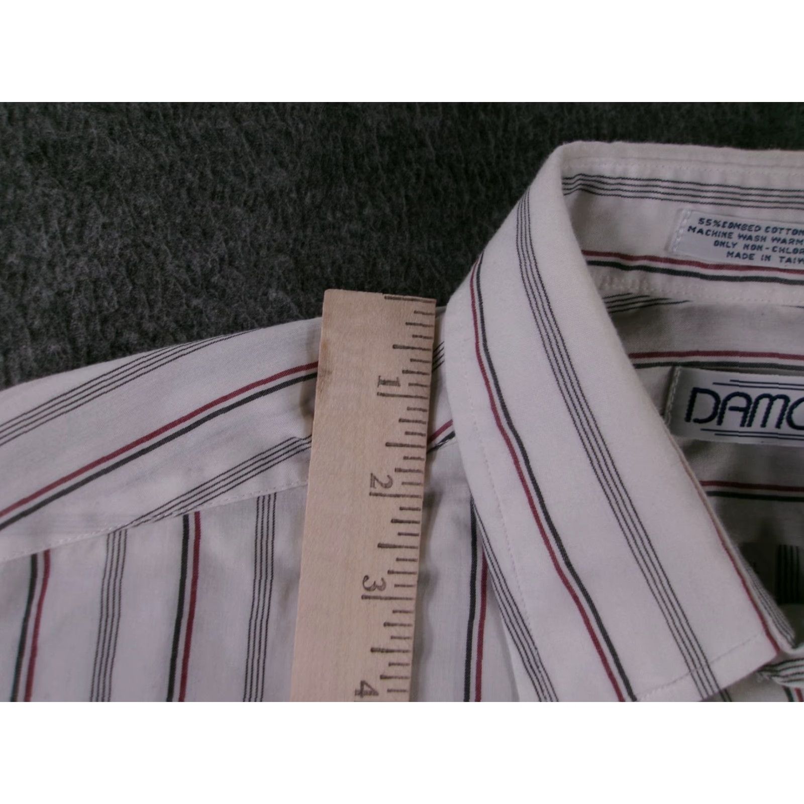 Vintage Damon Dress Shirt Mens Tall 15.5 Striped Long Sleeve White Pocket Button Up Size 42R - 4 Thumbnail