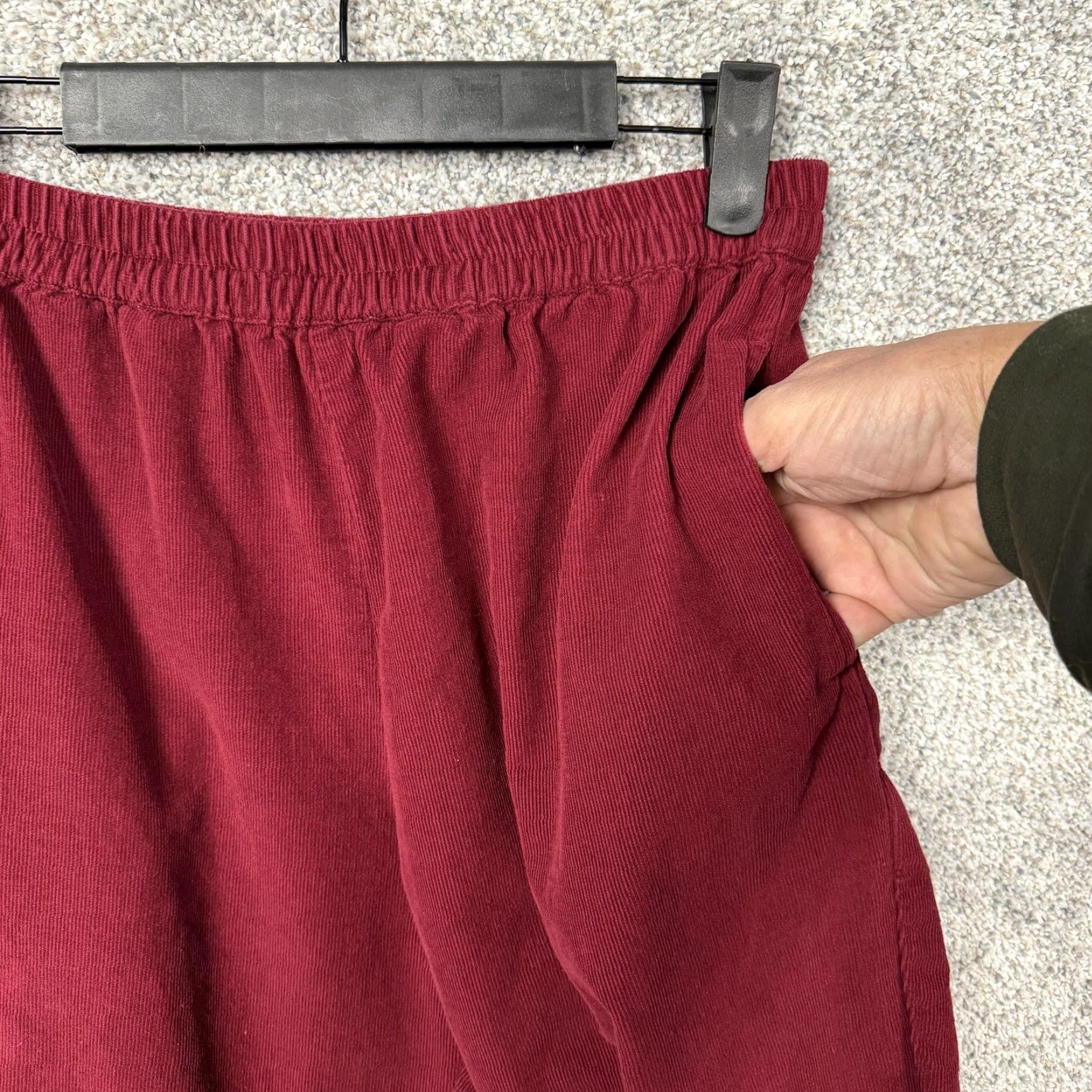 Vintage Country Store Pants Women S Maroon Red Corduroy Elastic Waist Relaxed Straight Leg Size 28" / US 6 / IT 42 - 7 Thumbnail