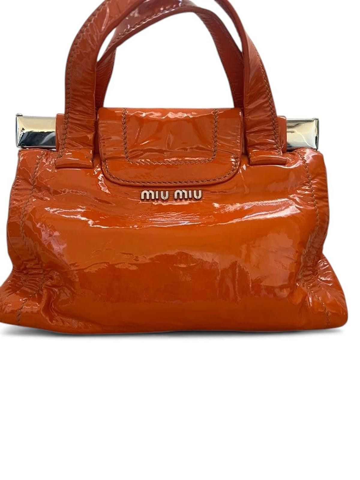 Miu Miu Miu Miu - Patent Leather Satchel Bag in Orange Size ONE SIZE - 3 Thumbnail