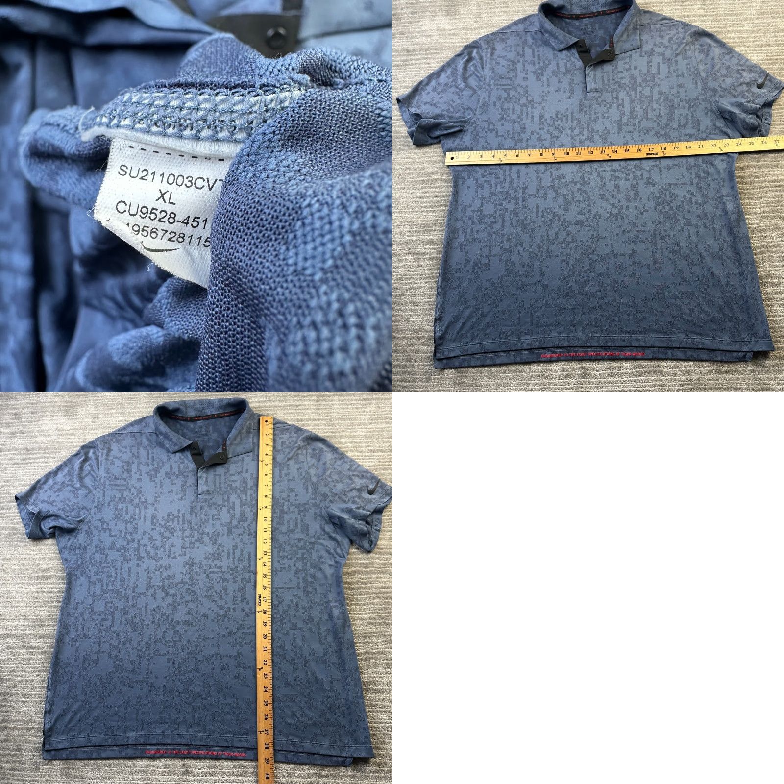Nike VINTAGE Nike Tiger Woods Polo Shirt XL Blue Dri-Fit Camouflage Golf Mens Size US XL / EU 56 / 4 - 8 Thumbnail