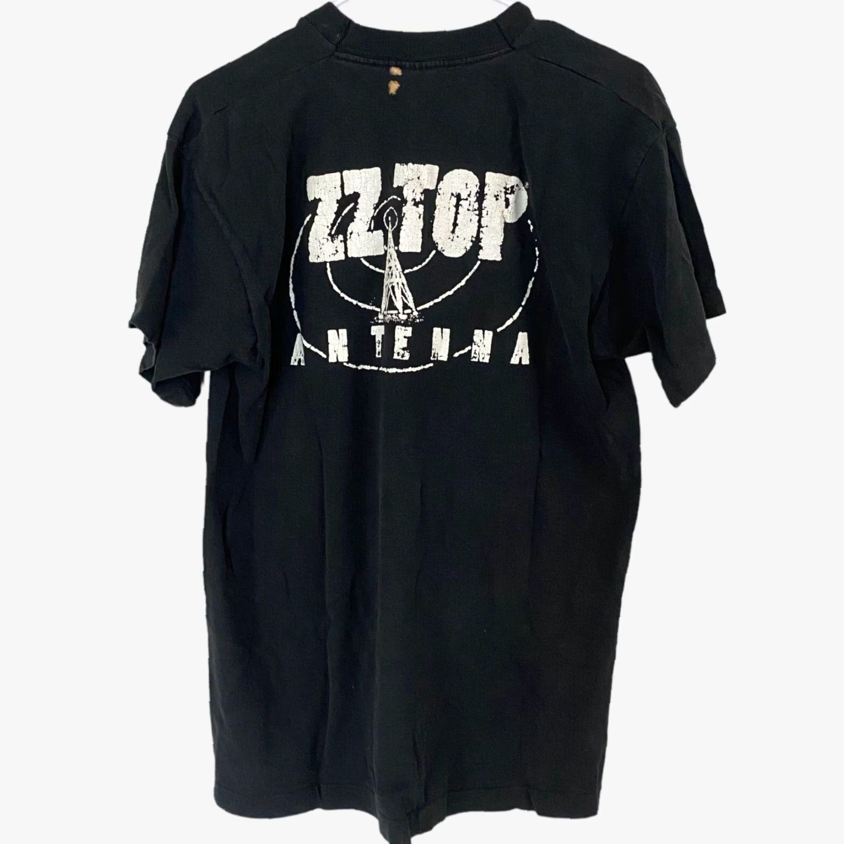 Vintage VINTAGE ZZ Top Antenna World Tour Black Graphic T Shirt Mens Large L United States 1994 Tour Graphic Print Shirt Size US L / EU 52-54 / 3 - 3 Thumbnail