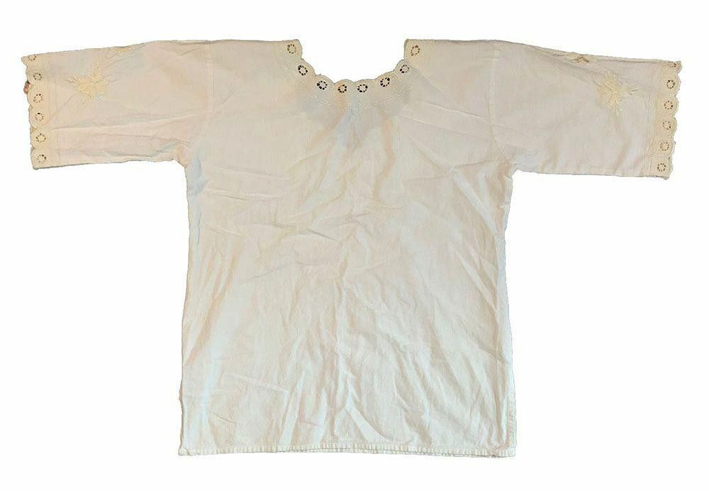 Designer Pre-Owned Hand Made Embroidered White Blouse L Size L / US 10 / IT 46 - 2 Thumbnail