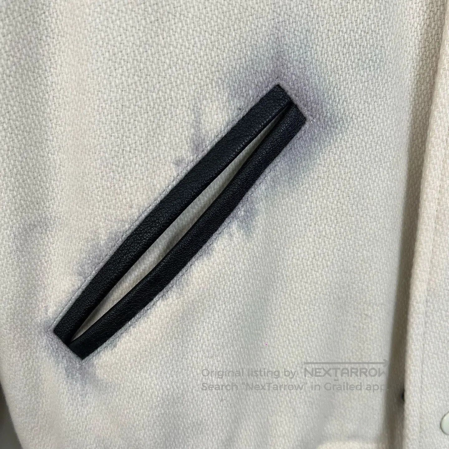 Saint Laurent Cream Baseball Jacket.