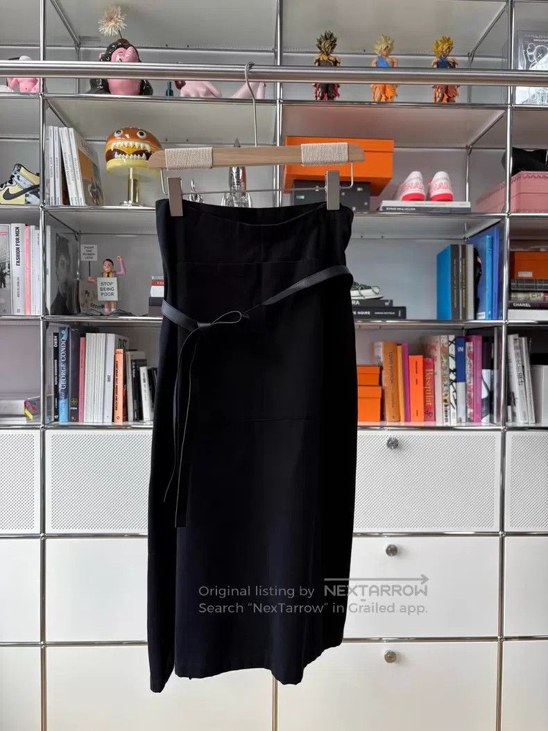 Loewe Loewe 100% cotton, black calf leather tie belt half-skirt Size 24" / US 00 / IT 34 - 3 Thumbnail