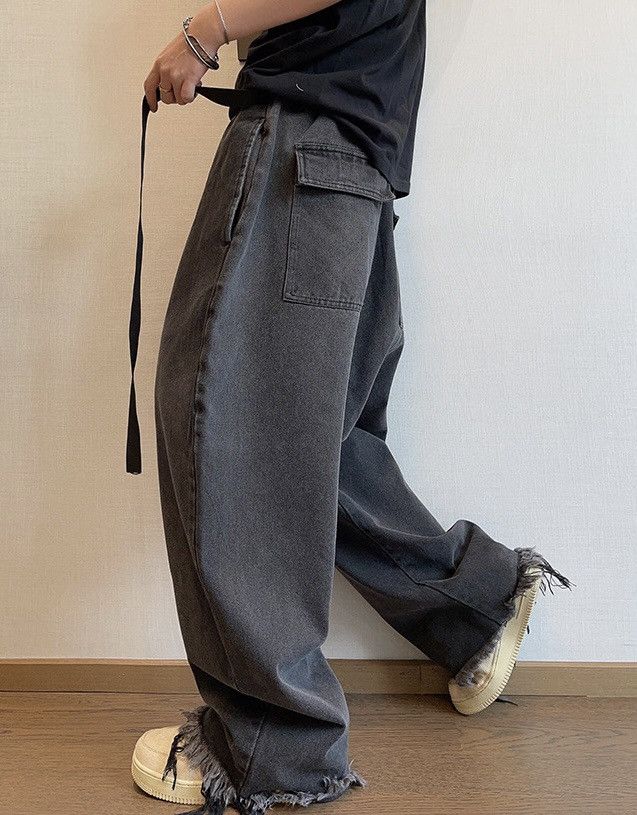Japanese Brand × Vintage Fashion y2k retro washed frayed hem baggy jeans pants Size US 30 / EU 46 - 3 Thumbnail