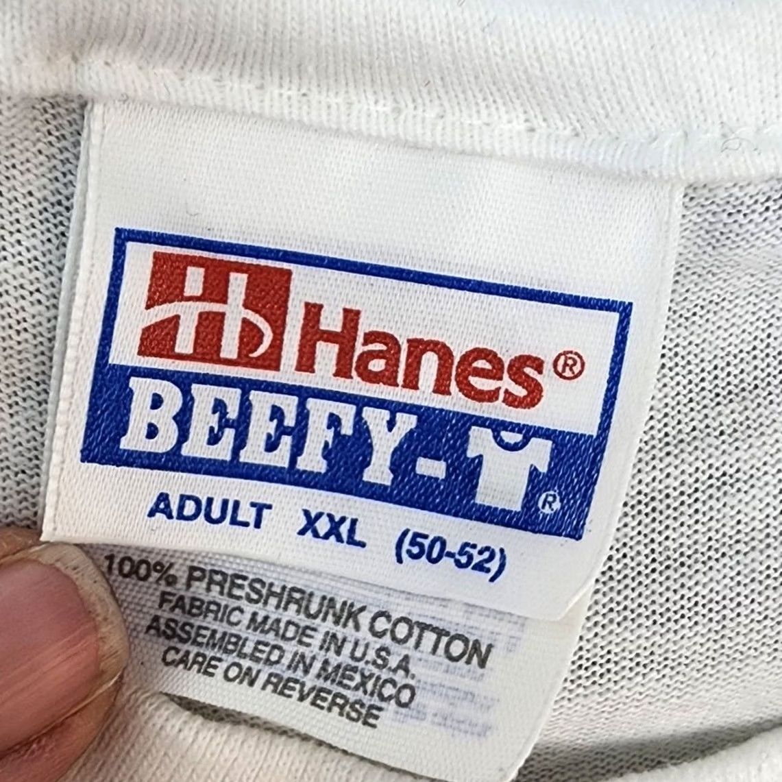 Hanes VINTAGE Hanes Beefy T Robbie Buhl #54 Coors Indy Racing League 1996 Mens 2XL (XXL) White Crew Neck Short Sleeve Shirt Size US XXL / EU 58 / 5 - 3 Thumbnail
