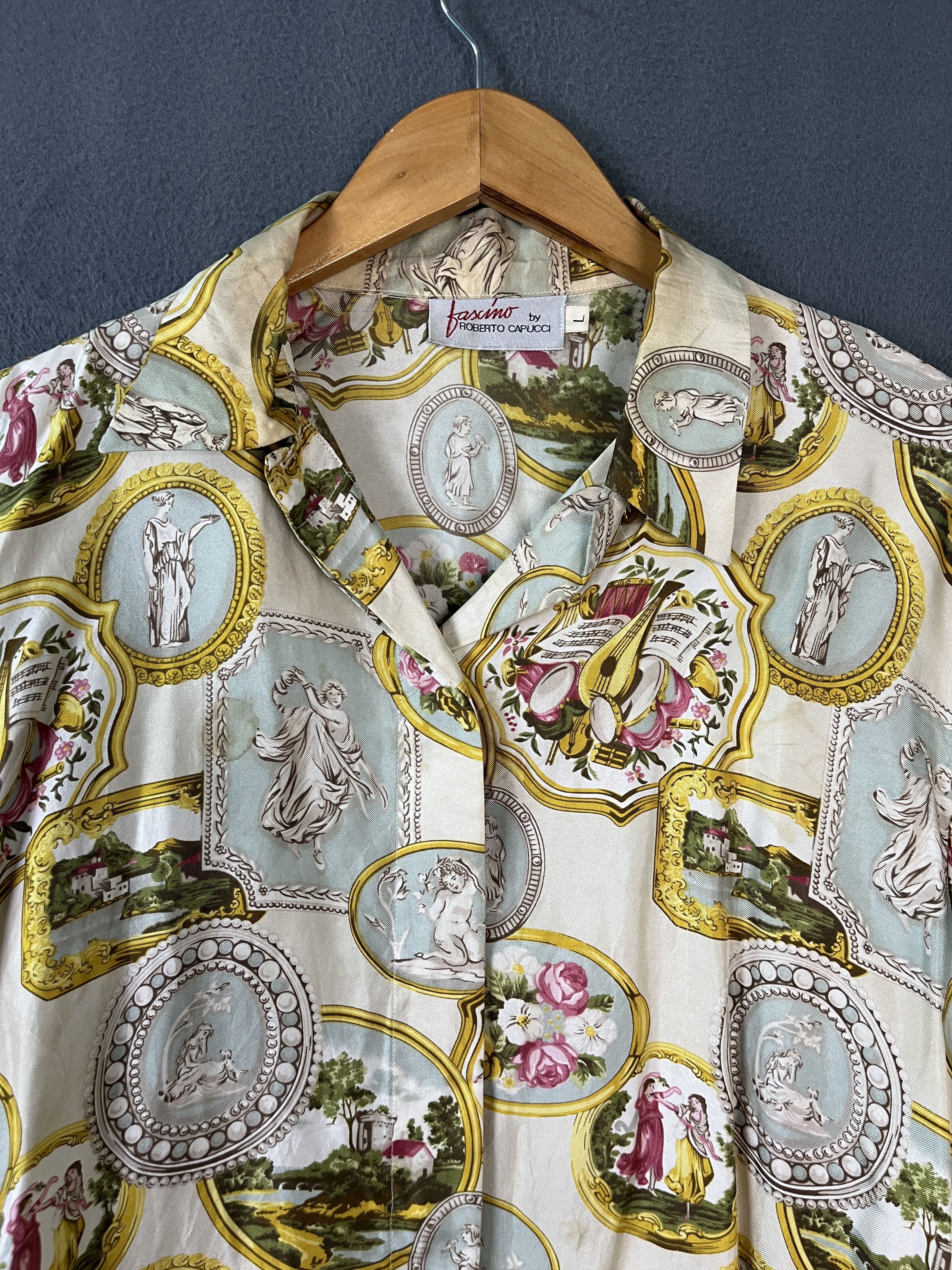 Vintage Roberto Capucci Made in Italy Silk AOP Shirt Size US L / EU 52-54 / 3 - 3 Thumbnail