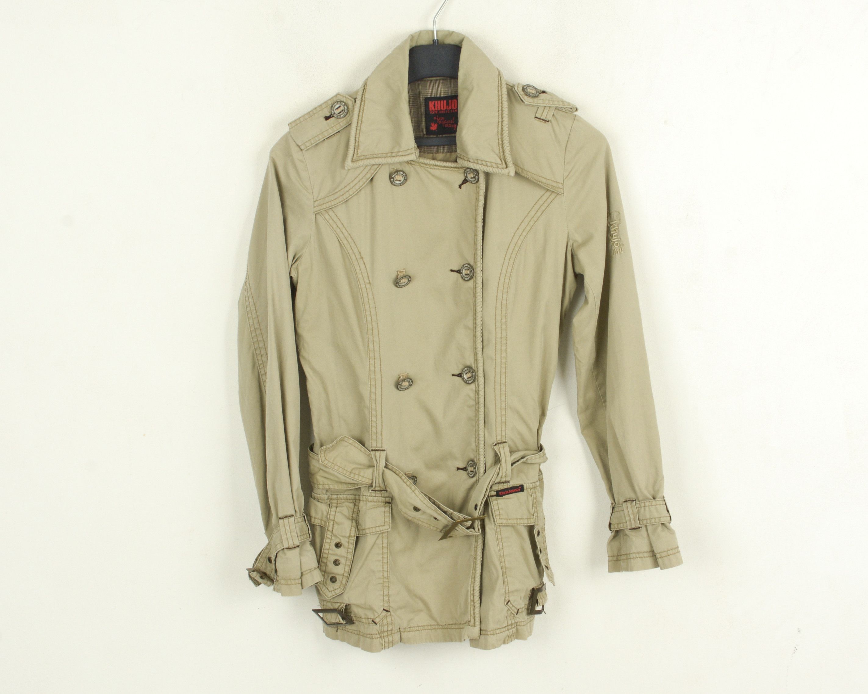 khujo Womens S Jacket Overcoat Beige Outdoors Plain Belted Cotton Size S / US 4 / IT 40 - 1 Thumbnail