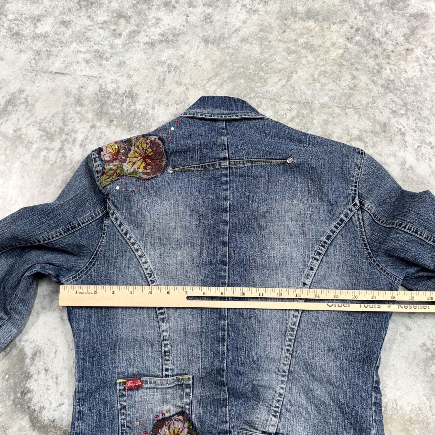 Fubu VINTAGE FUBU Jacket Womens M Denim Floral Embroidered Sequin Y2K Size M / US 6-8 / IT 42-44 - 7 Thumbnail
