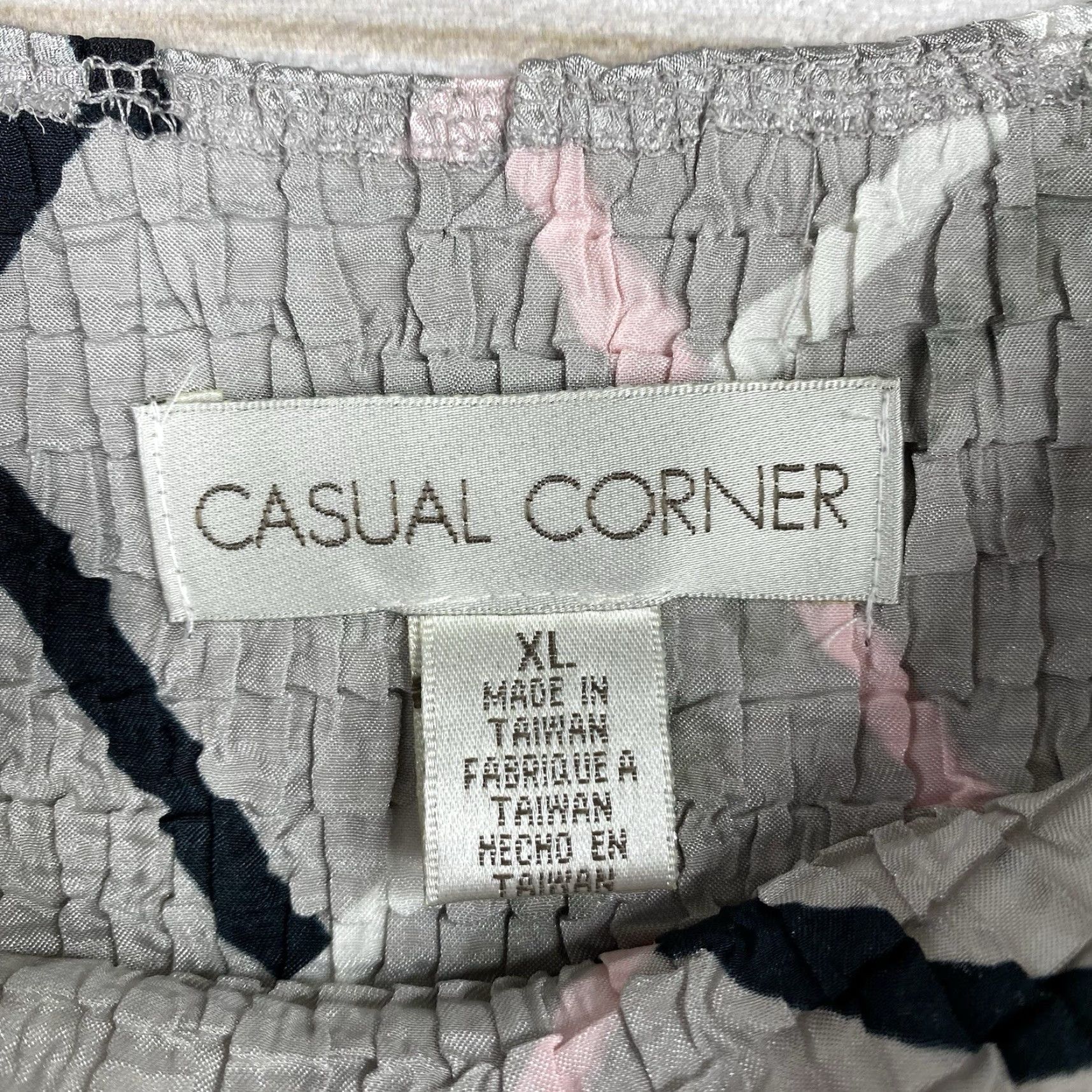 Vintage VINTAGE Casual Corner Top XL Gray Diamond Stripe Stretch Crinkle Sleeveless Size XL / US 12-14 / IT 48-50 - 2 Thumbnail