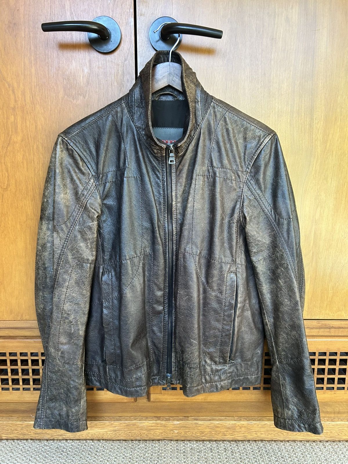 Prada Prada Leather Zip Motorcycle Jacket SYV058 Size US M / EU 48-50 / 2 - 6 Thumbnail