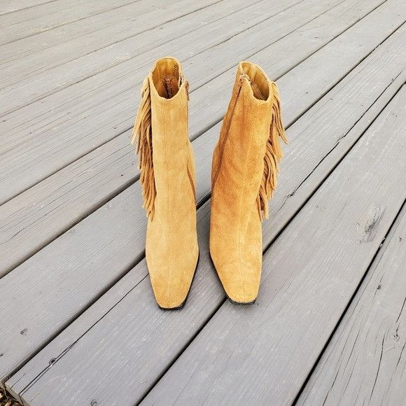 Vintage Vintage 90s y2k Camel Tan Suede Leather Fringe Western Cowgi Size US 8 / IT 38 - 5 Thumbnail