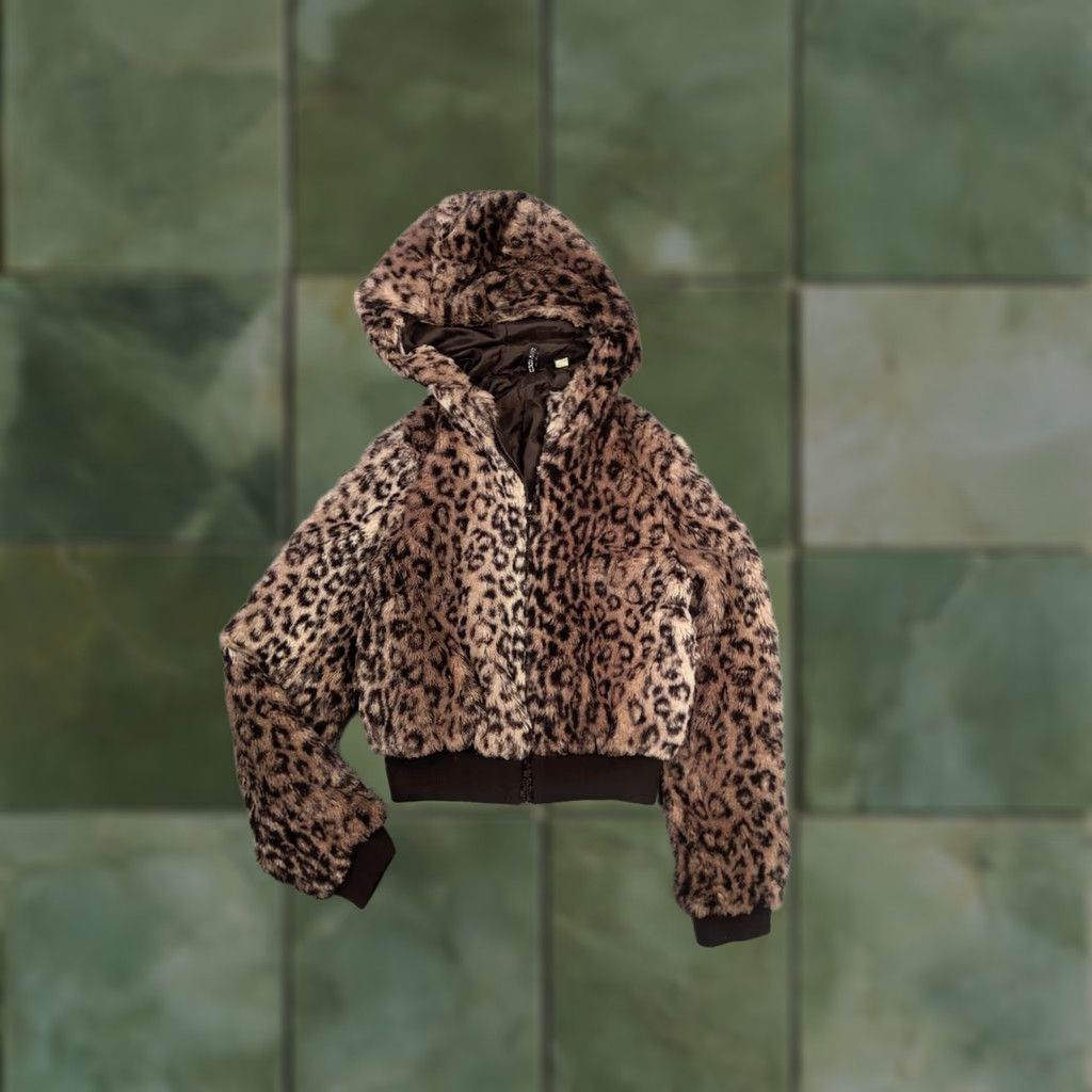 Vintage Vintage Y2K Leopard Hysteric Glamour Faux Fur Hooded Jacket Opium Size S / US 4 / IT 40 - 1 Thumbnail