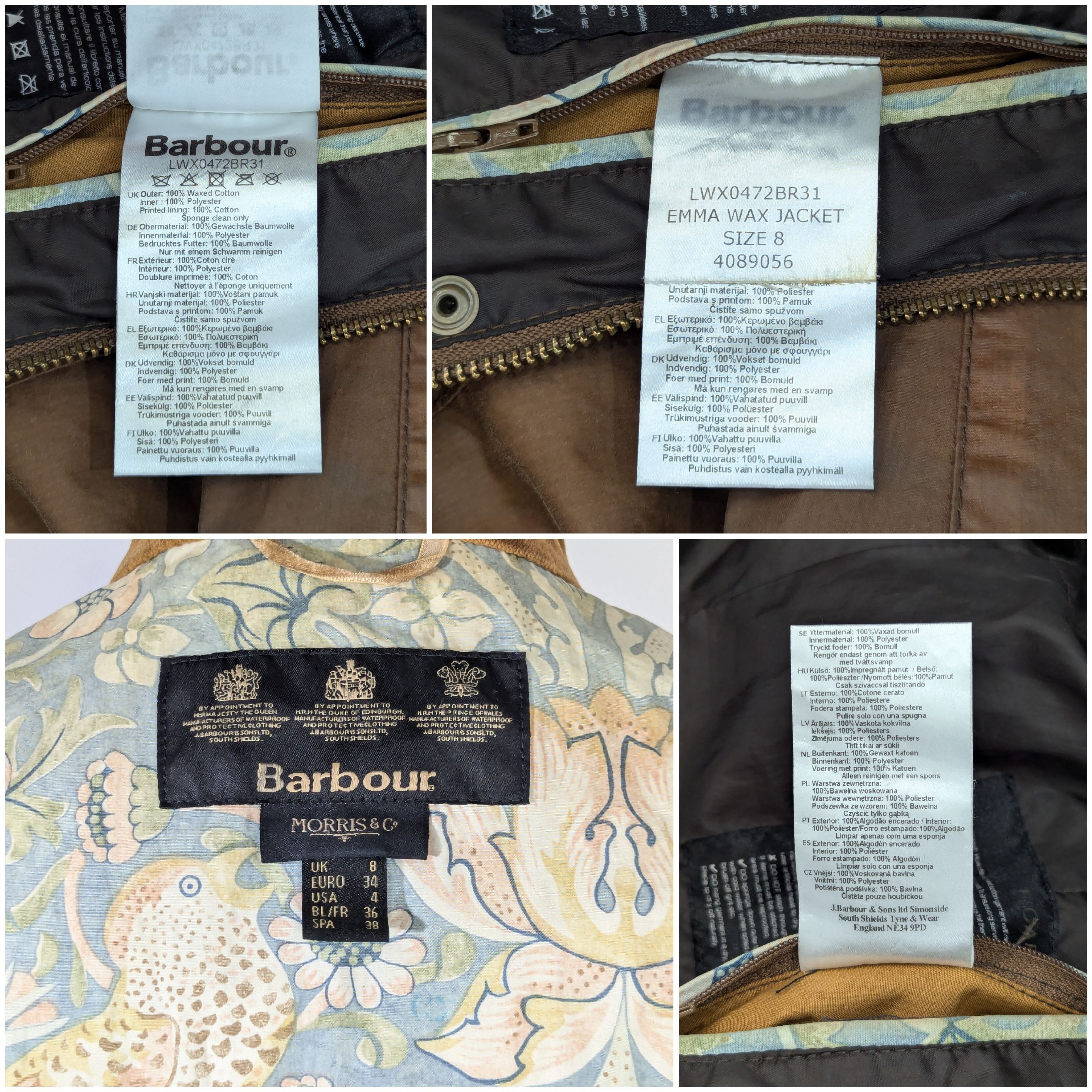 Barbour Barbour Emma Waxed Women's Jacket Brown Waxed Cotton Size S / US 4 / IT 40 - 22 Thumbnail