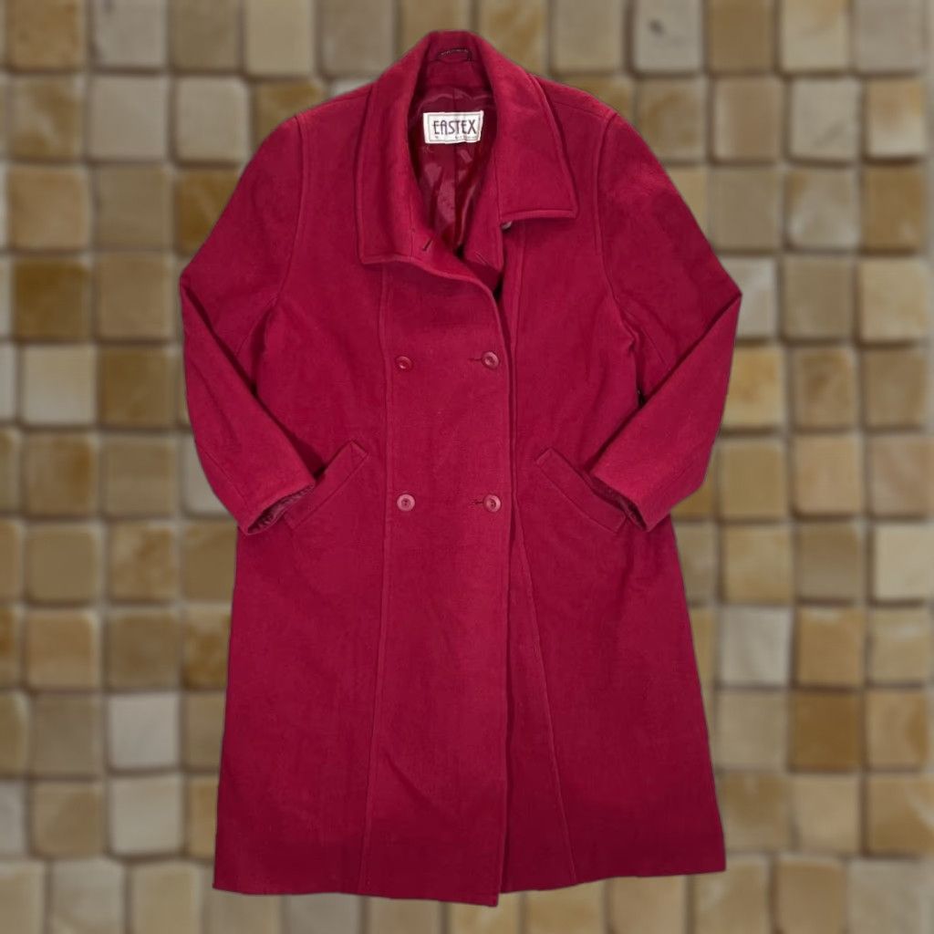 Vintage VINTAGE EASTEX Made In England Heavy Wool Red Over Coat Womens UK 14 90s Overcoat Coat Wool Red 90s Womens Mens? Size XL / US 12-14 / IT 48-50 - 1 Thumbnail
