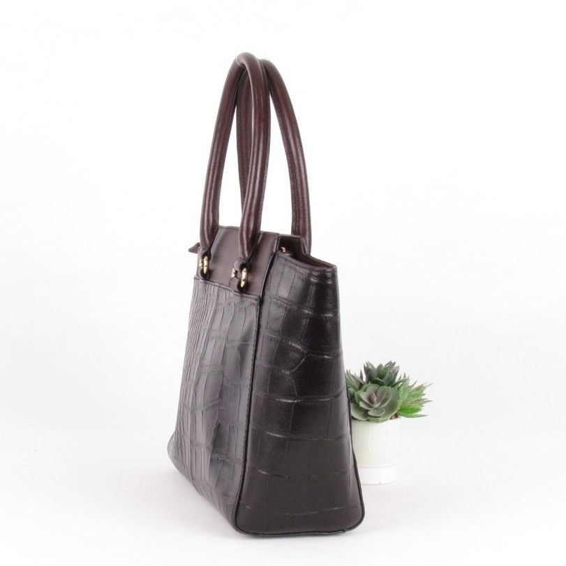 Other Antonio Melani Raisin/Black Croc Embossed Leather Bag Size ONE SIZE - 2 Thumbnail