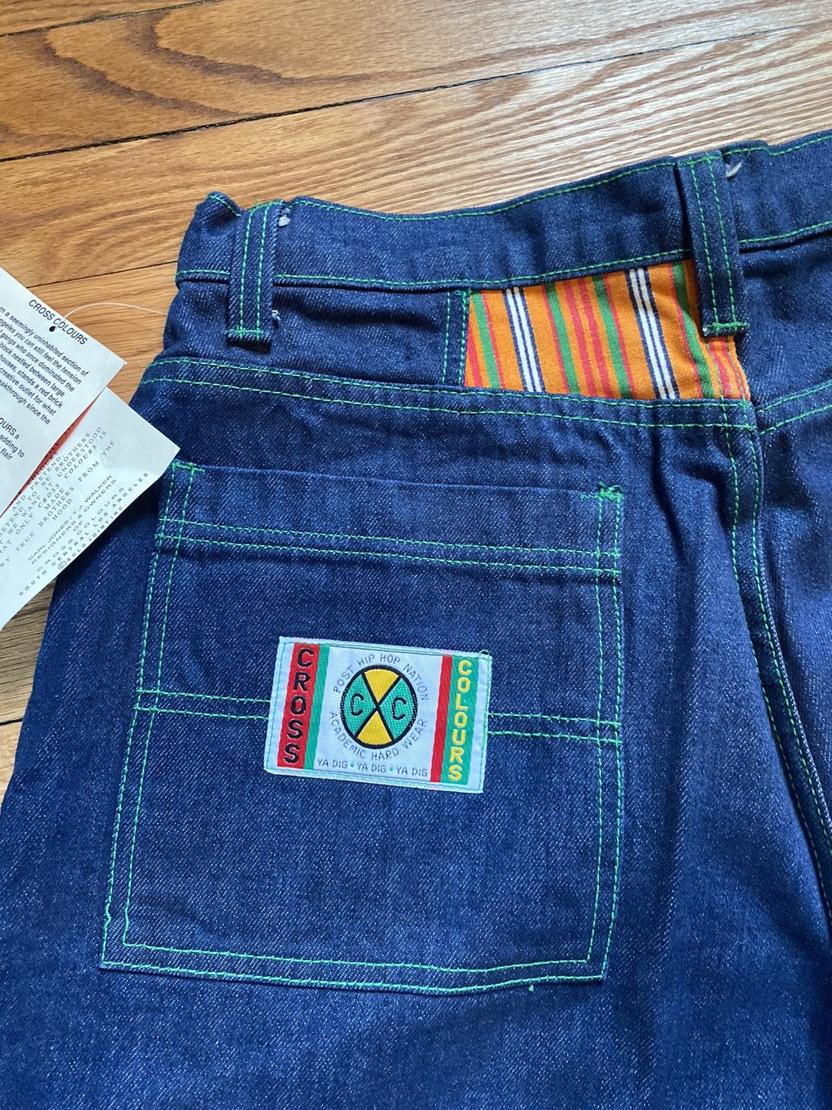 Cross Colours × JNCO × Vintage Rare Deadstock Vintage 90s Cross Colours Tribal Jean Shorts Size US 34 / EU 50 - 7 Thumbnail