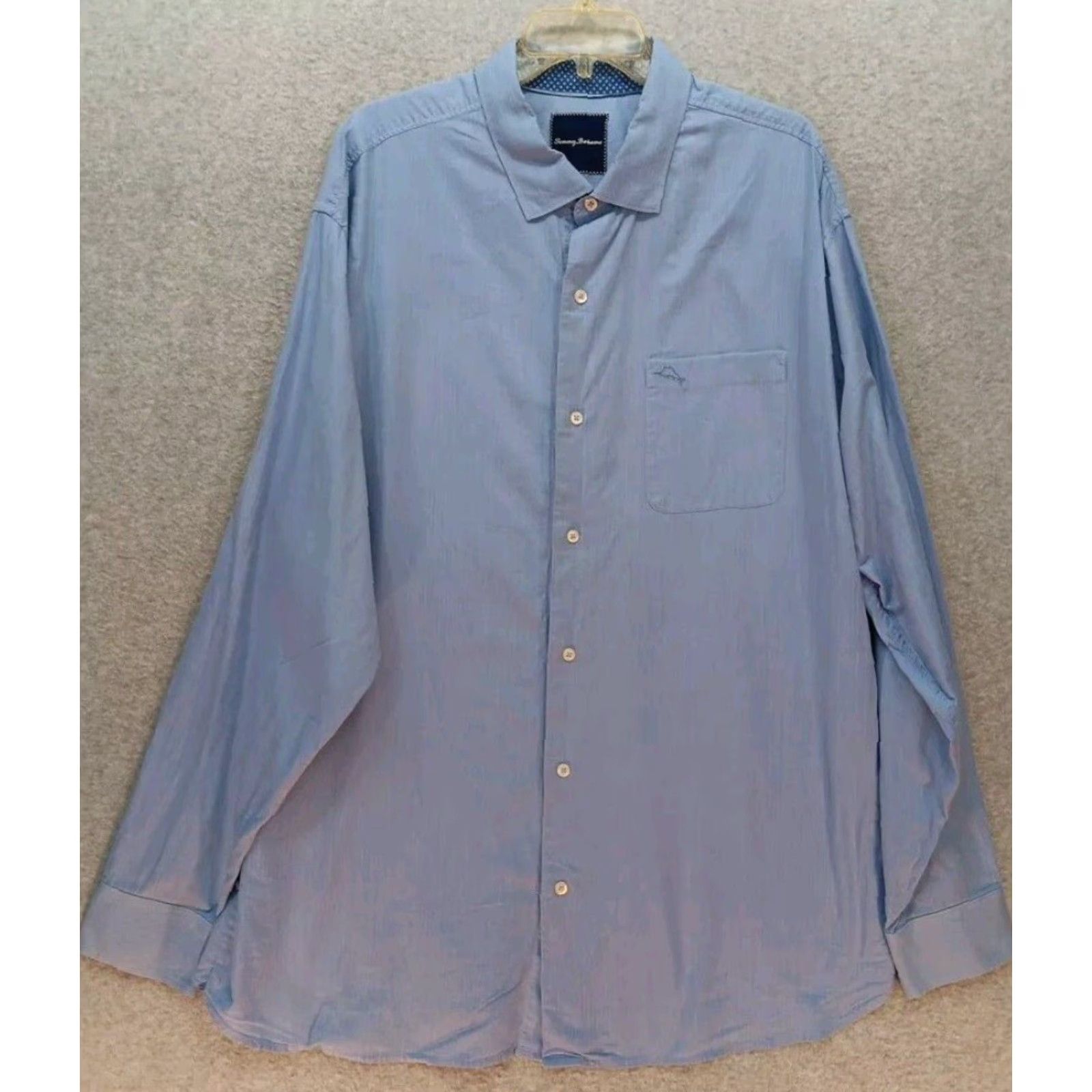 Tommy Bahama Tommy Bahama Shirt Men's XLT Light Blue Button-Up Long Sleeve 100% Pima Cotton Casual Outdoor Regular Fit Button-Down Collar Mens Shirt Size US XL / EU 56 / 4 - 2 Thumbnail