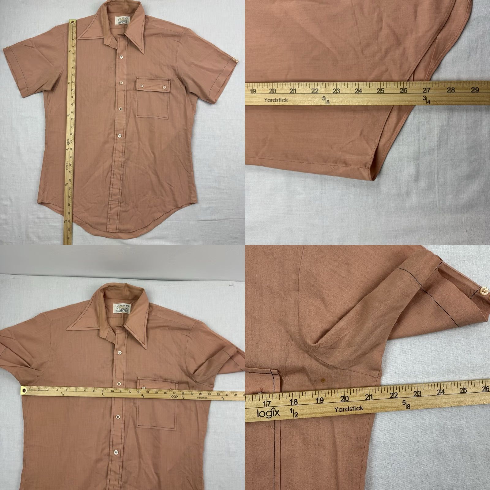 Imperial Vintage British Imperial 60s 70s Button Up Shirt - Adult Medium Pink Cotton Size US M / EU 48-50 / 2 - 8 Thumbnail