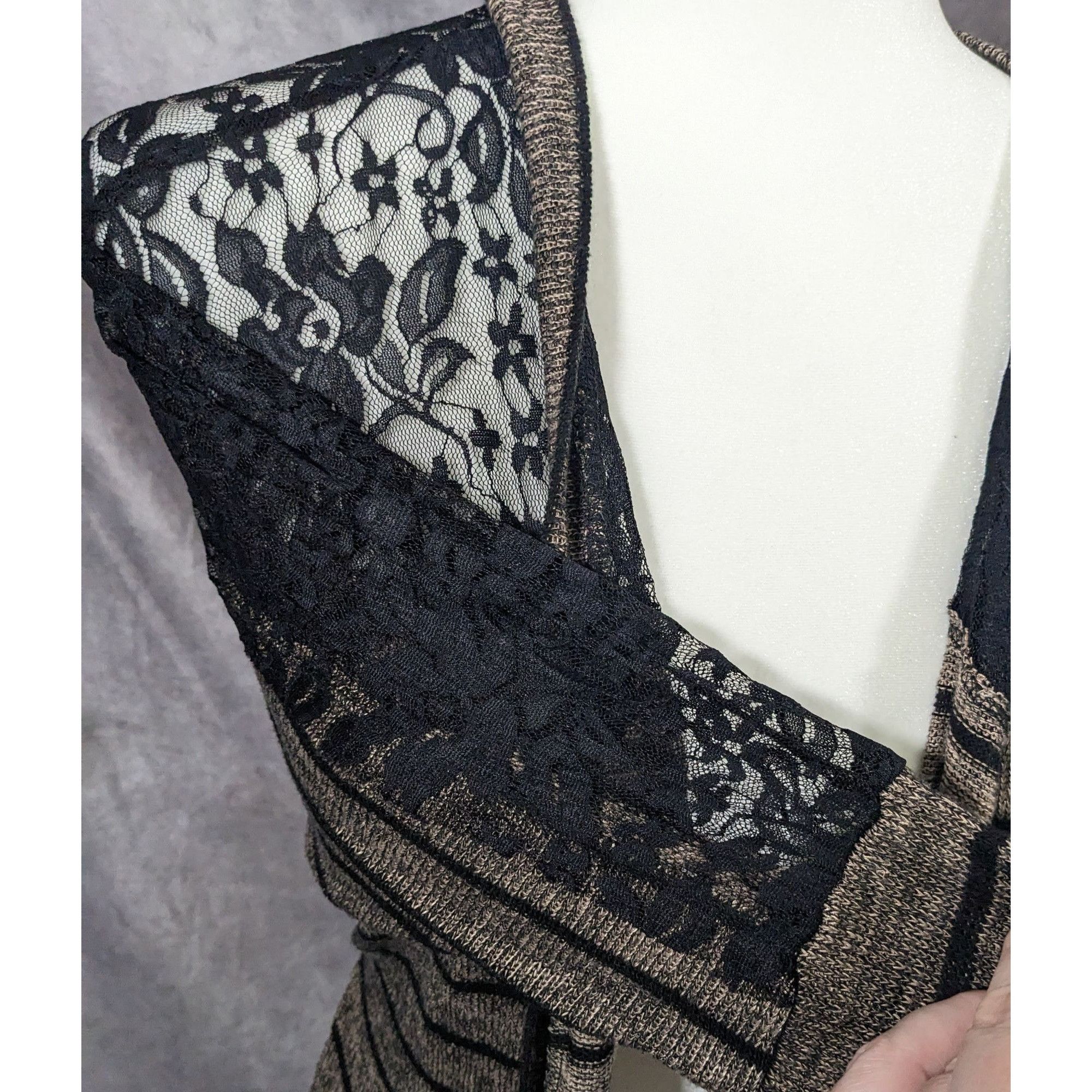American Rag Retro Preppy Black And Brown Lace Cardigan by American Rag Size S / US 4 / IT 40 - 8 Thumbnail