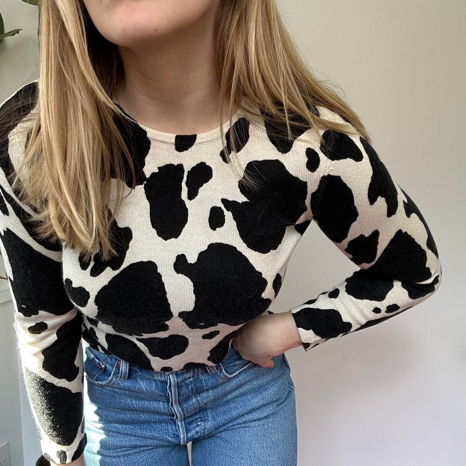 Other Cow Print Cashmere Blend Sweater Size S / US 4 / IT 40 - 3 Thumbnail
