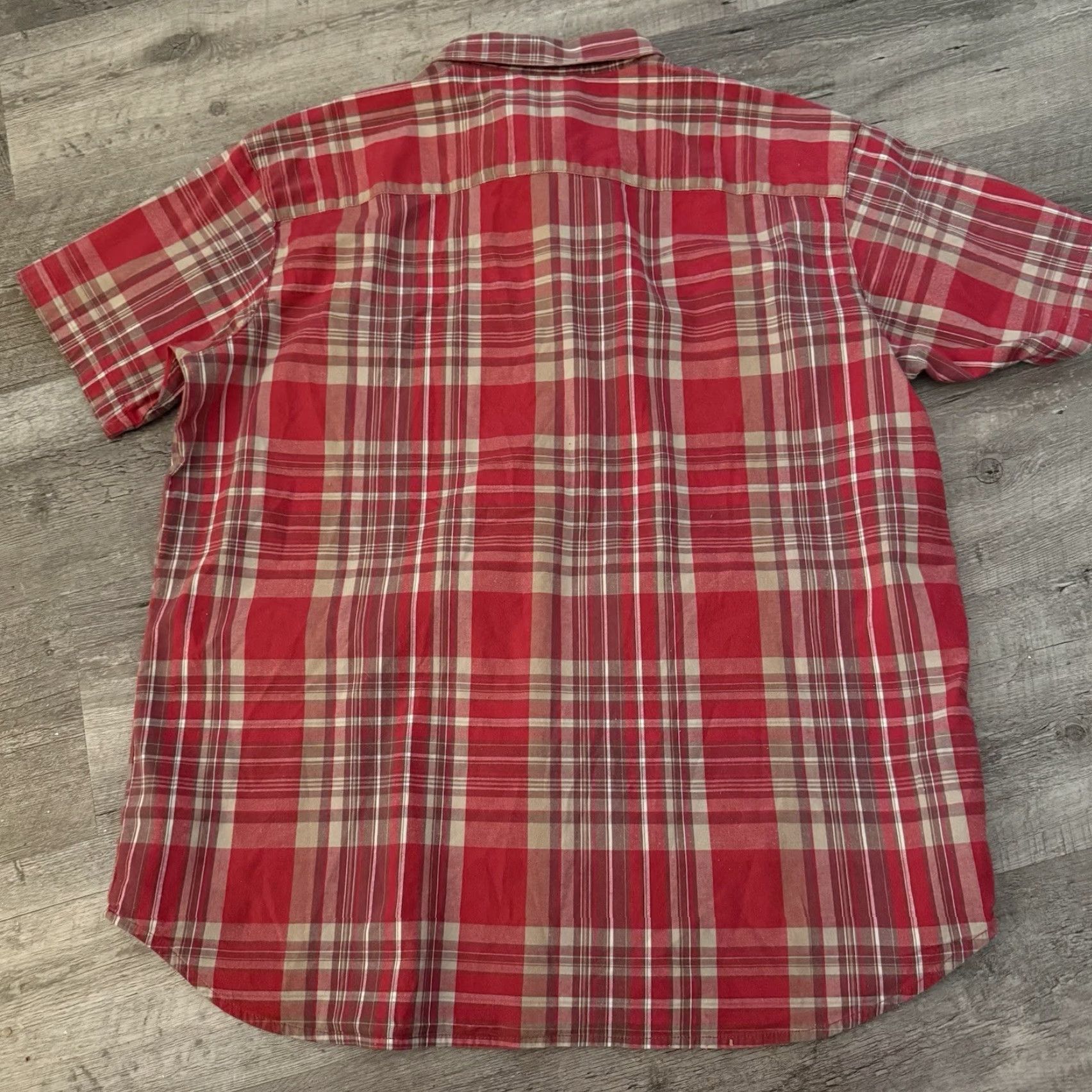 Vintage Columbia Shirt Mens XL Red/Pink Madras Plaid Short Sleeve Button Up Camp Shirt Size US XL / EU 56 / 4 - 5 Thumbnail