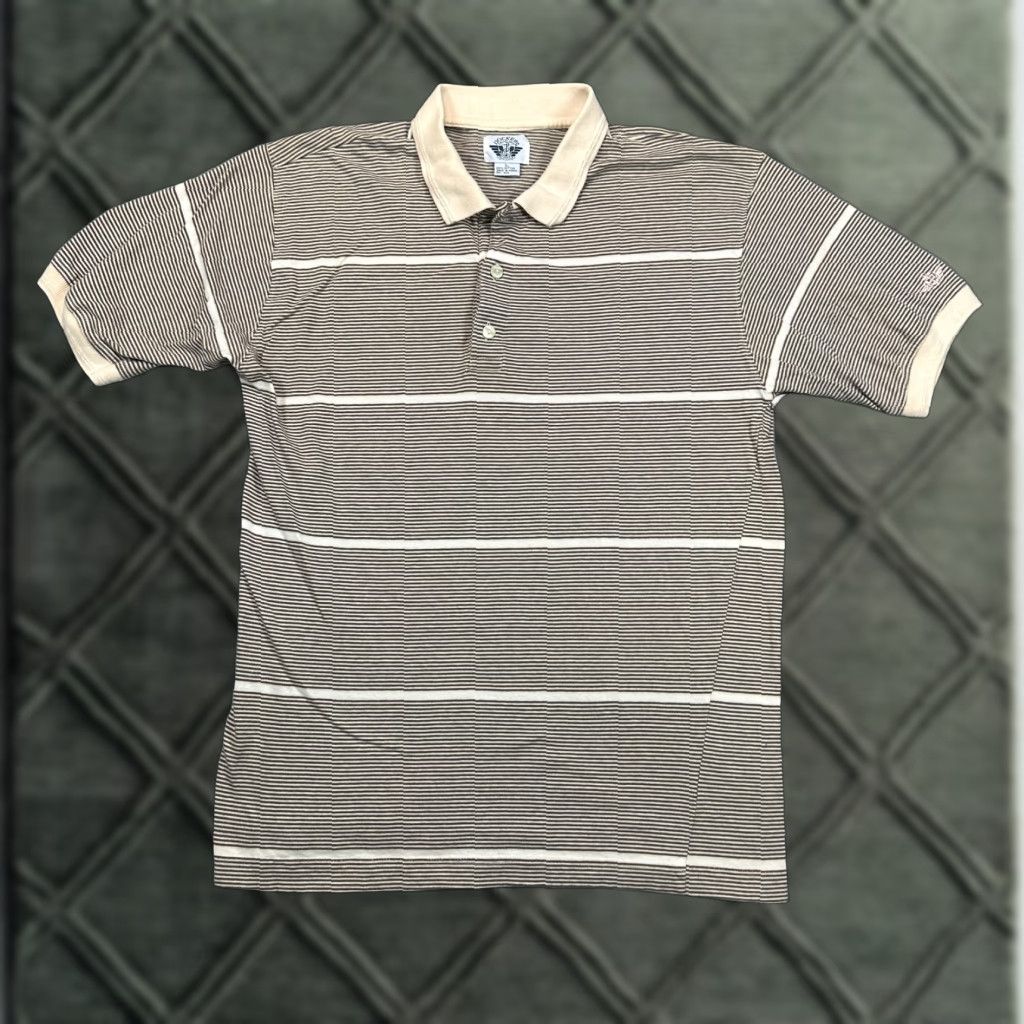 Dockers VINTAGE DOCKERS Polo Shirt Mens L Tan Stripes 90s Short Sleeve Preppy Casual Polo Shirt Golf Dockers Golf Mens L Tan Stripes 90s Outdoor Size US L / EU 52-54 / 3 - 1 Thumbnail