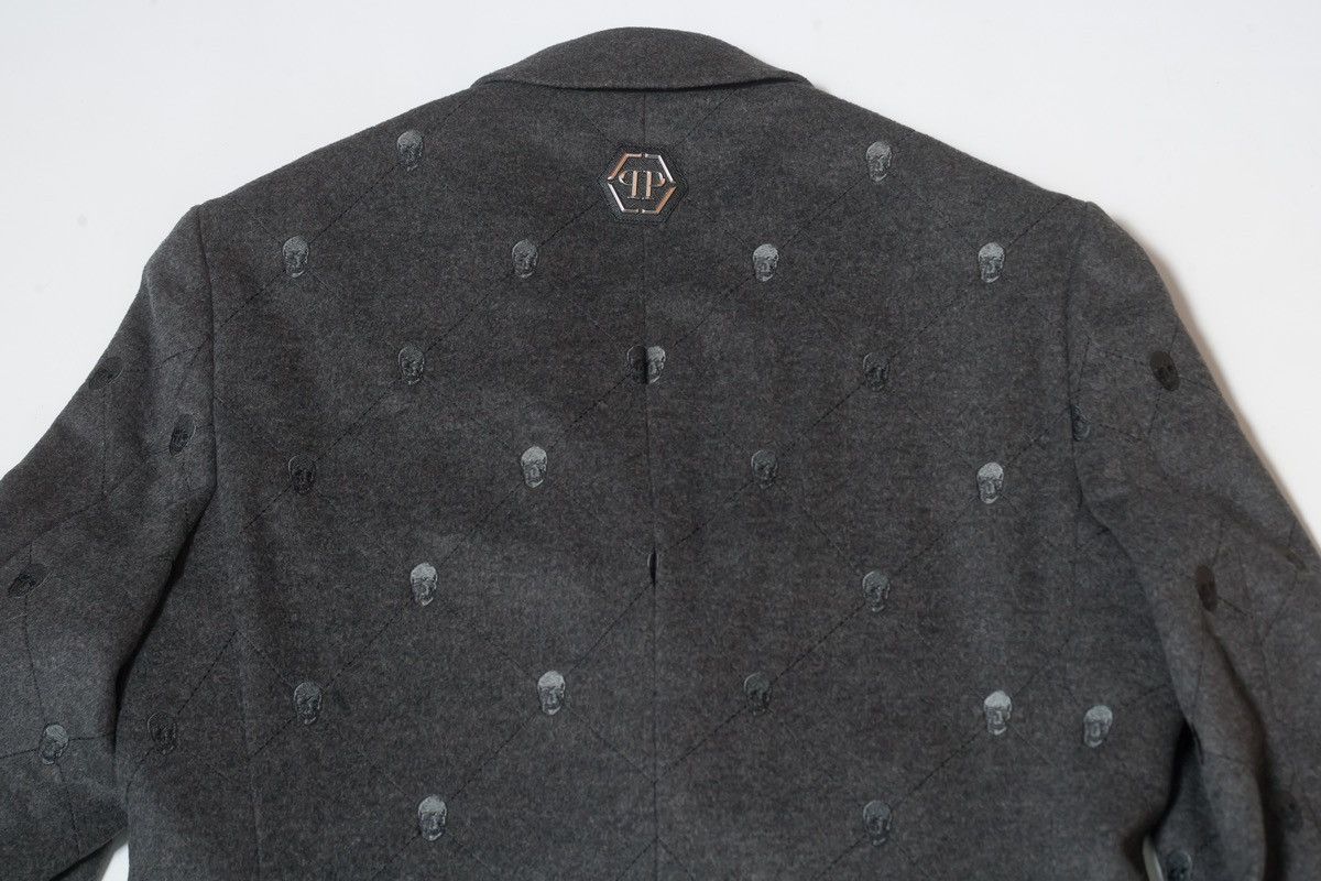 Philipp Plein PHILIPP PLEIN Monogram Embossed Skull Wool Coat Size US L / EU 52-54 / 3 - 15 Thumbnail