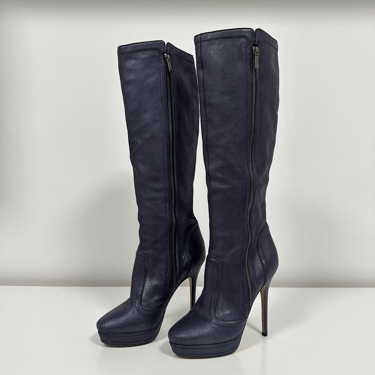 Jimmy Choo Jimmy Choo Metallic Purple Leather Knee Lenght Boots Size US 8 / IT 38 - 5 Thumbnail