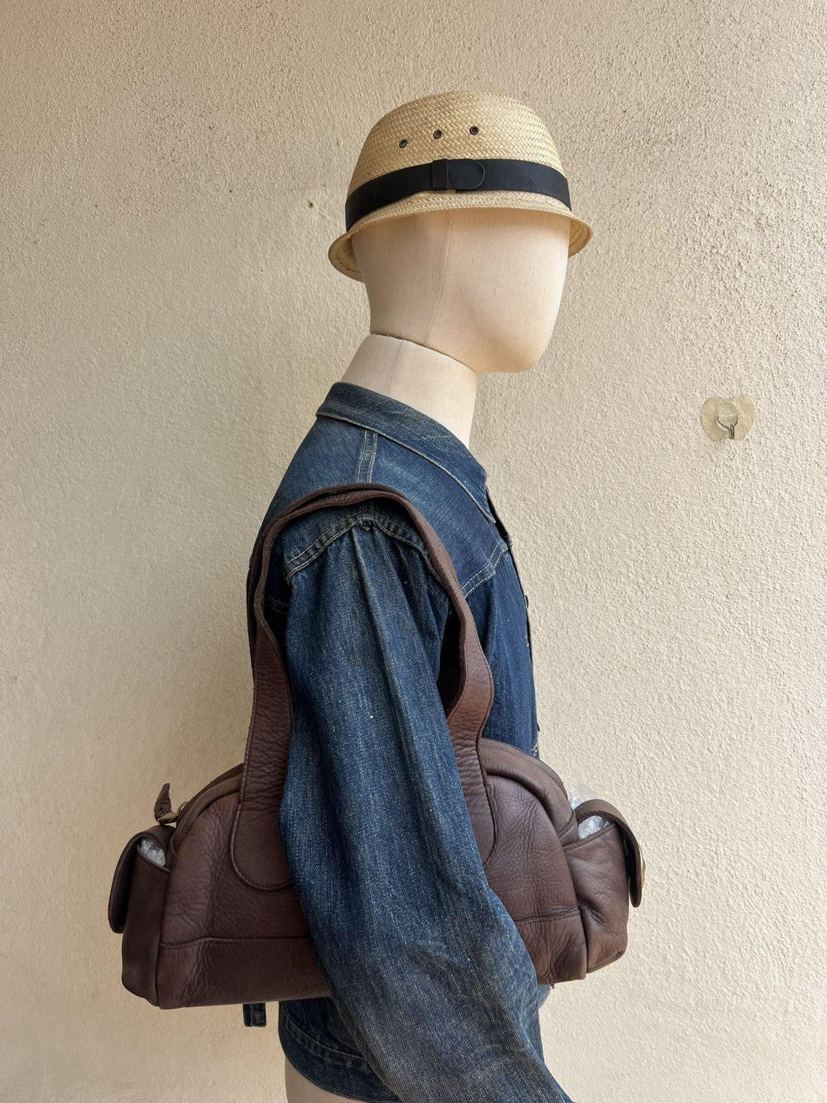 Leather Selvedge Japan Patina Real Leather Cargo Bag Size ONE SIZE - 3 Thumbnail