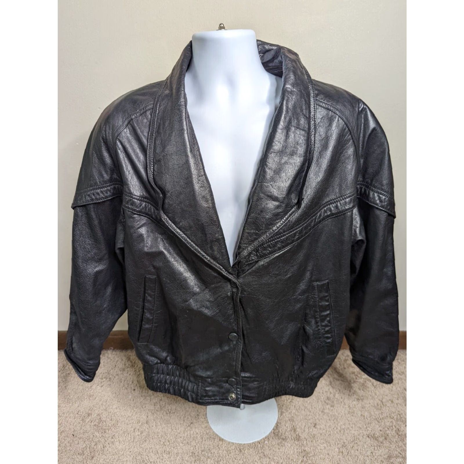 Vintage VINTAGE Wilson's Bomber Leather Jacket Men's Large Motorcycle Black 90s Size US L / EU 52-54 / 3 - 2 Thumbnail