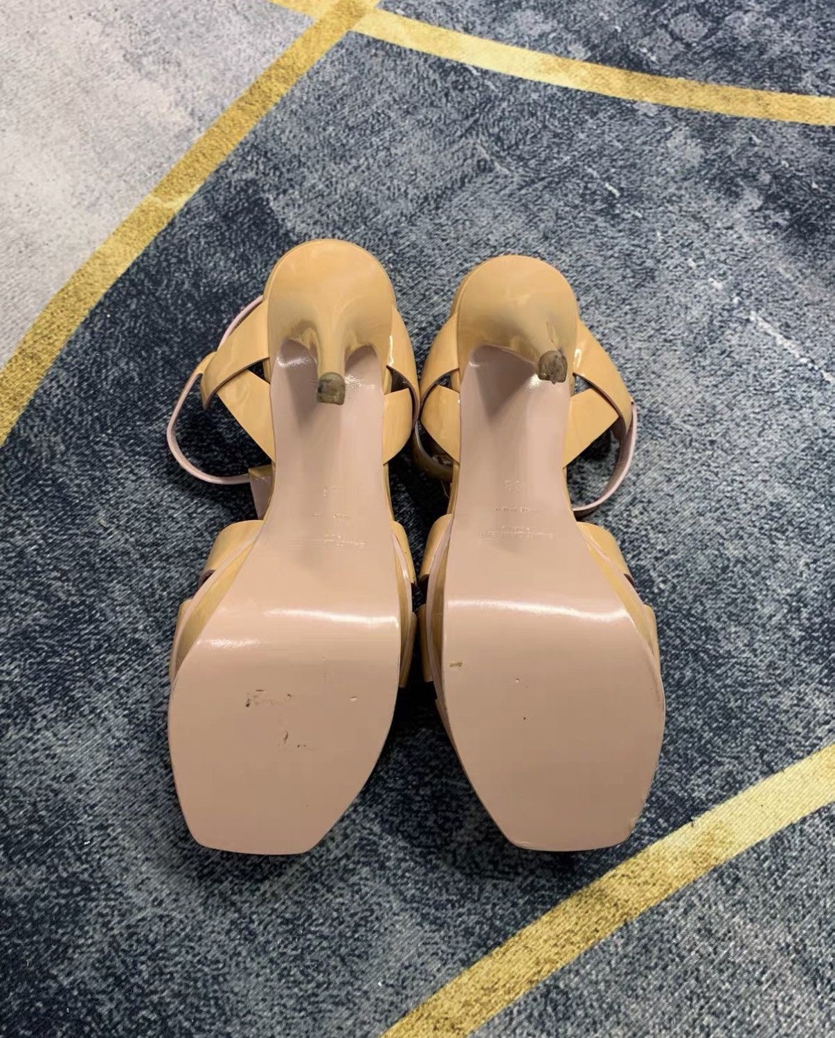 Yves Saint Laurent YSL Leather One-Strap High Heel Sandals J42 Size US 8 / IT 38 - 6 Thumbnail