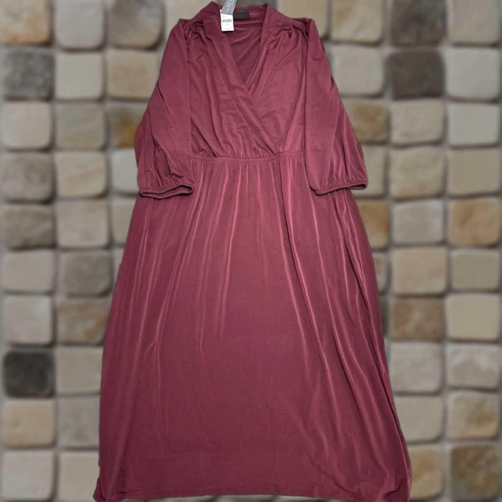 Vintage Lane Bryant Dress Jersey Midi Wrap Red 14-16 V-Neck 3/4 Sleeve Womens Modern Everyday Size XL / US 12-14 / IT 48-50 - 1 Thumbnail