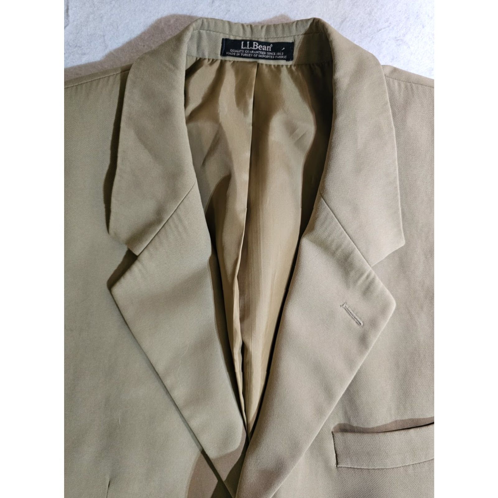Vintage L.L. Bean Signature 2-Button Blazer Single Breasted Men's Size 44 Reg Khaki Tan Size 44R - 3 Thumbnail