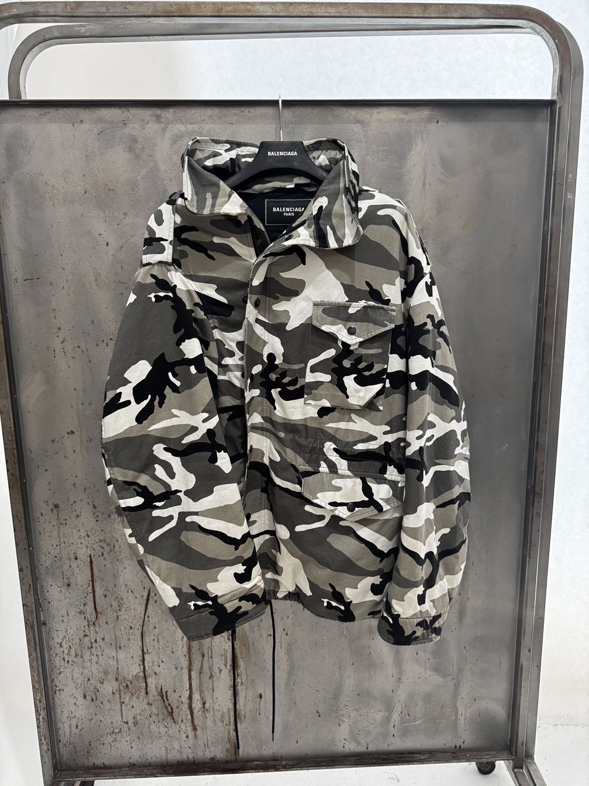 Balenciaga Balenciaga Asymmetrical Snow Camo Parka | Grailed