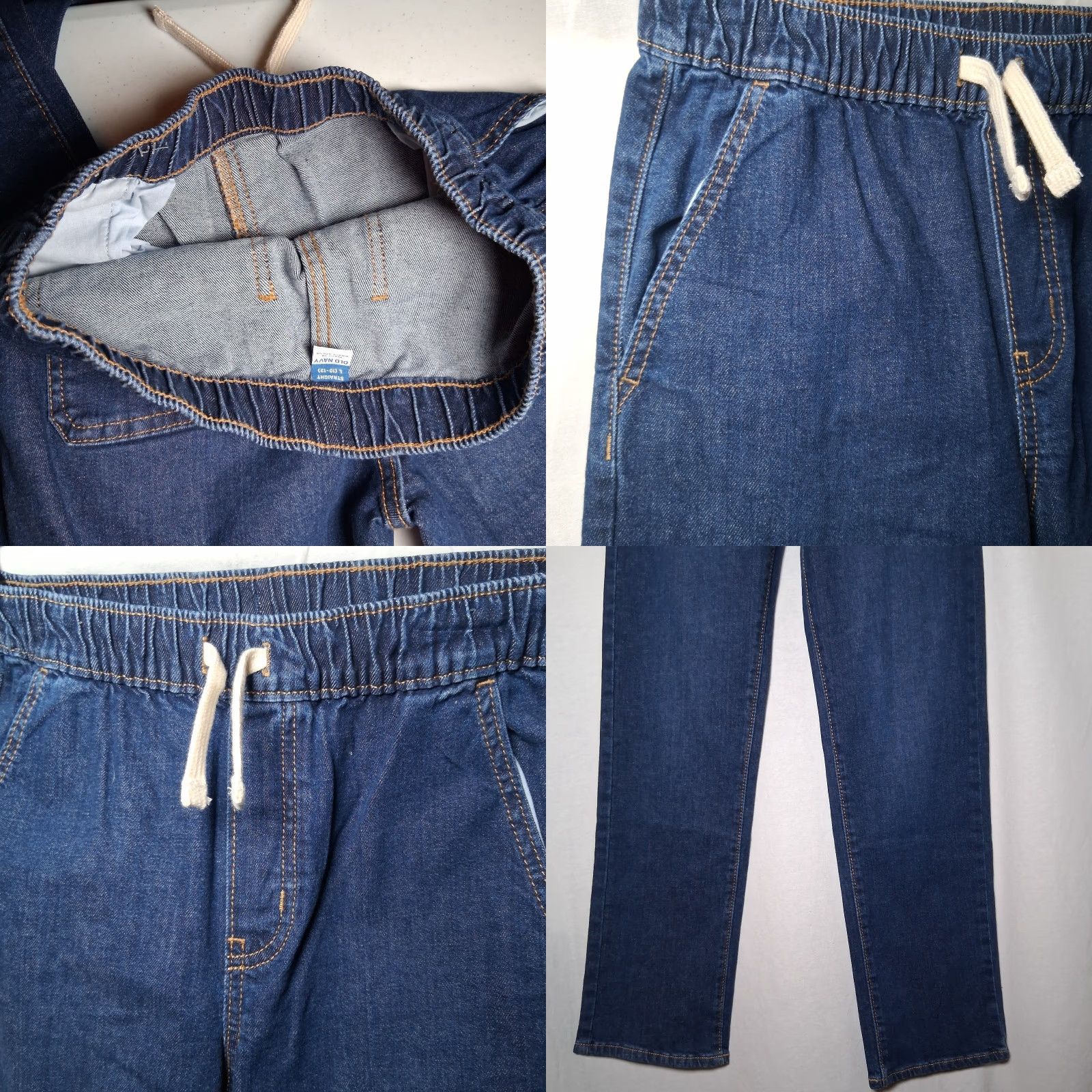 Old Navy Old Navy Jeans Women Large Pull On Straight Dark Wash Blue Denim Elastic NEW Size 36" / US 14 / IT 50 - 8 Thumbnail