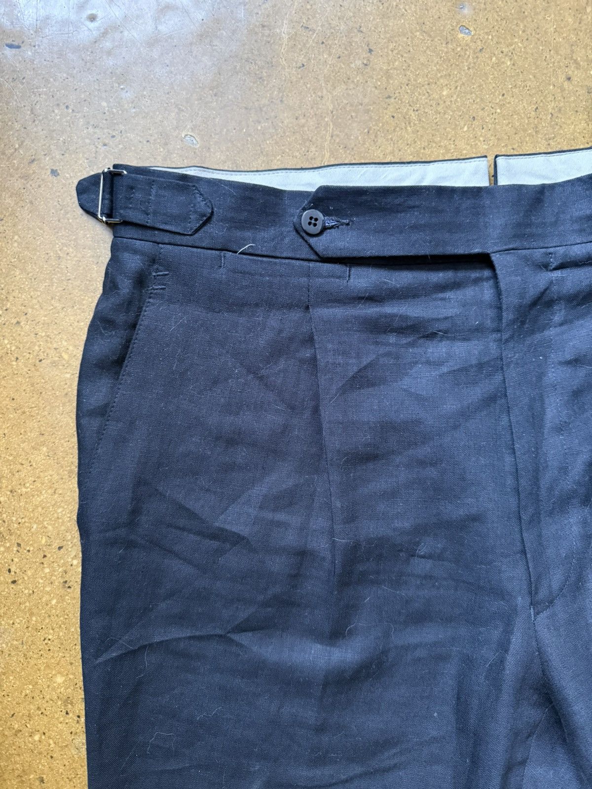 Stoffa Stoffa Black Linen Single Pleat Pants Size US 32 / EU 48 - 2 Thumbnail