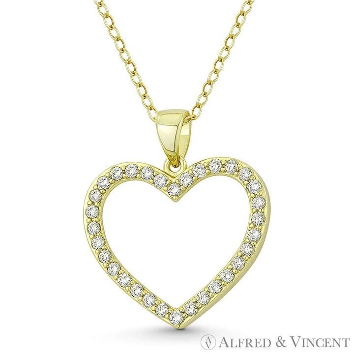 Other Heart CZ Crystal Pave Pendant in .925 Sterling Silver Size ONE SIZE - 1 Preview