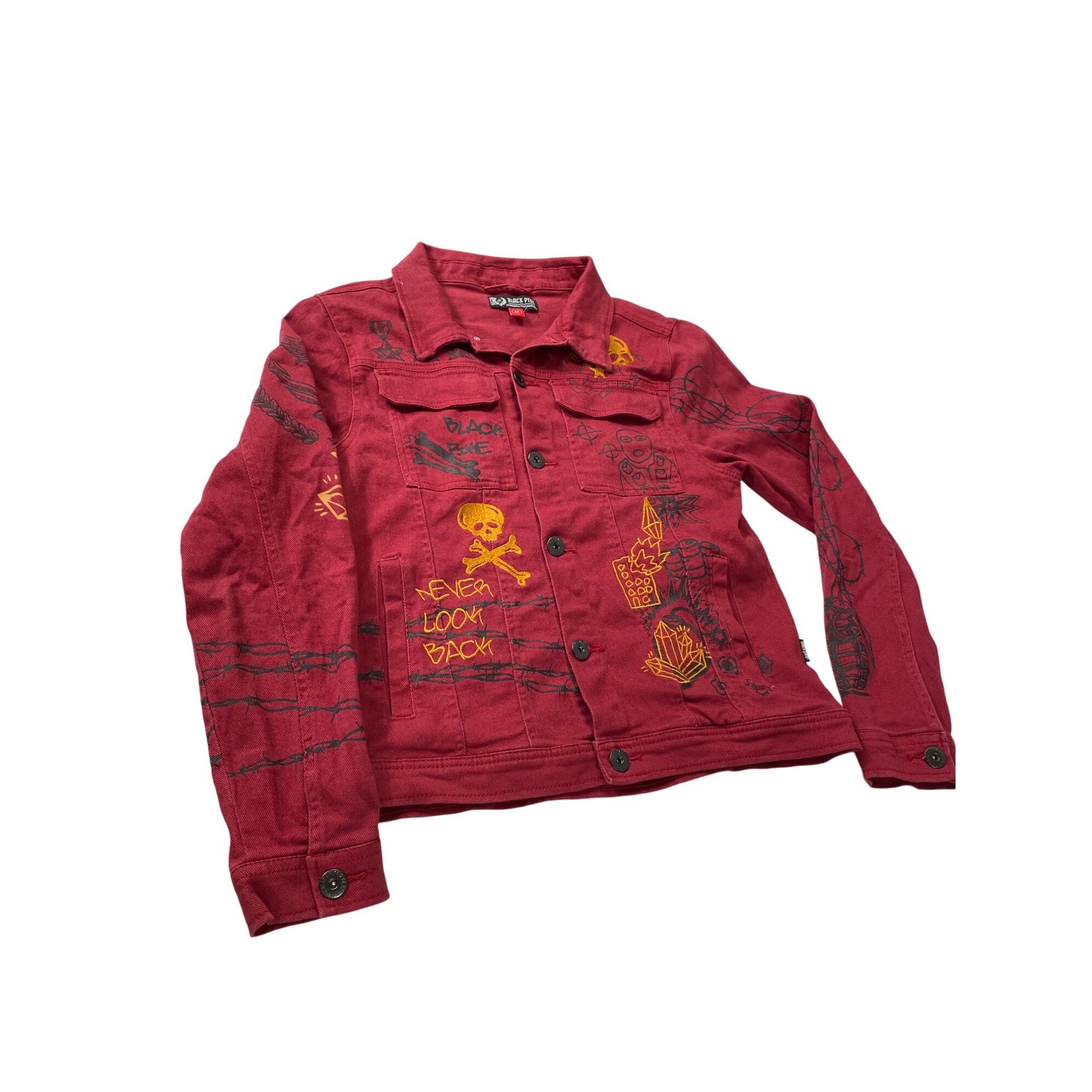 Other Black Pike Womens Red Denim embroided graphic jacket size M Size M / US 6-8 / IT 42-44 - 1 Thumbnail